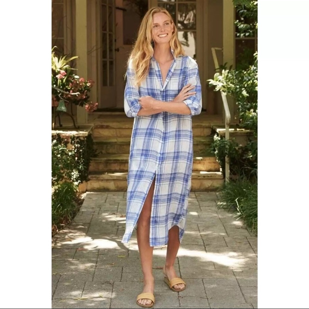 Frank & Eileen RORY Blue And Yellow Plaid, Lived-In Linen Size XL